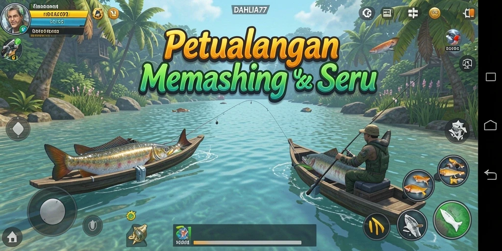 Tampilan screenshot DAHLIA77 yang menampilkan aksi memancing yang mendebarkan.