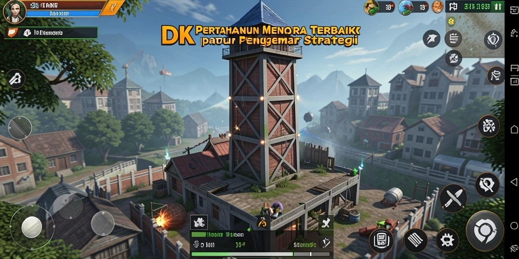 Tampilan menarik dari gameplay DKK yang menampilkan strategi menara.