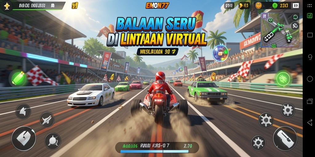 Gameplay balapan seru yang menegangkan di EMON77.