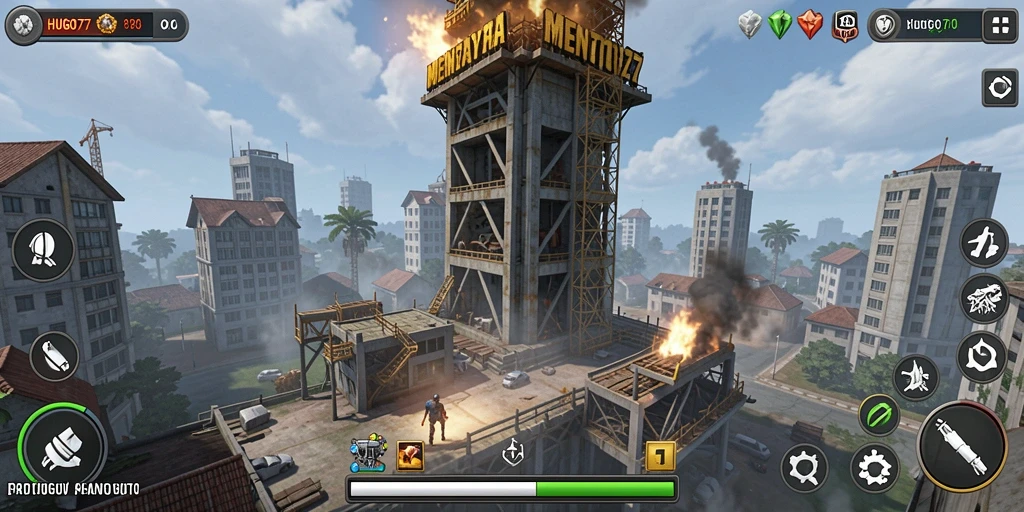 Gameplay HUGO77 yang seru dalam pertahanan menara.