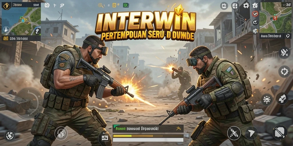 Tampilan screenshot INTERWIN menampilkan aksi pertarungan Battle Royale yang mendebarkan.