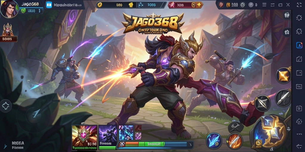 Screenshot gameplay JAGO368 dengan tim bertarung sengit.