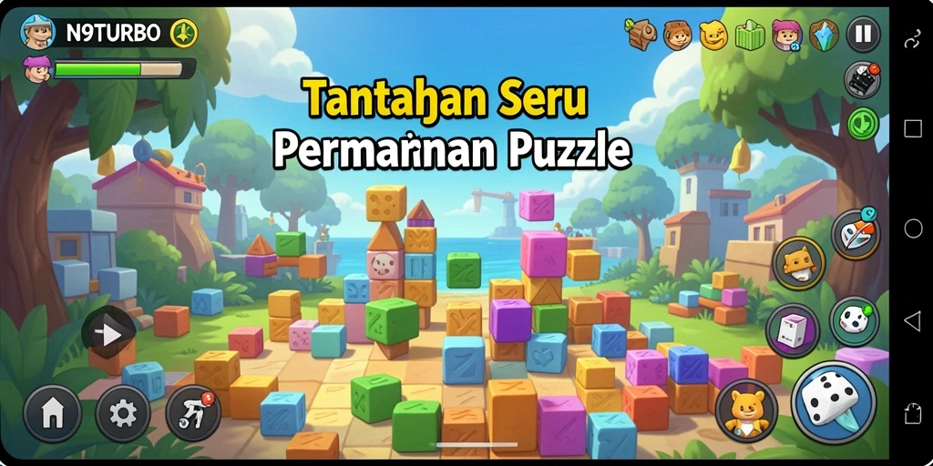 Tampilan gameplay N9TURBO yang menantang dalam menyelesaikan puzzle.