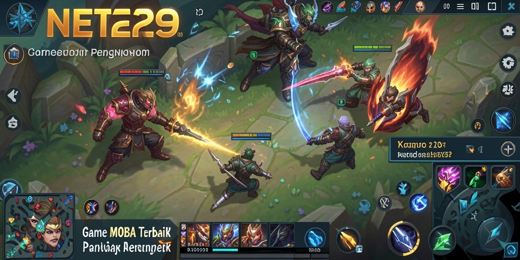 Tampilan grafis dan aksi seru dalam game MOBA.