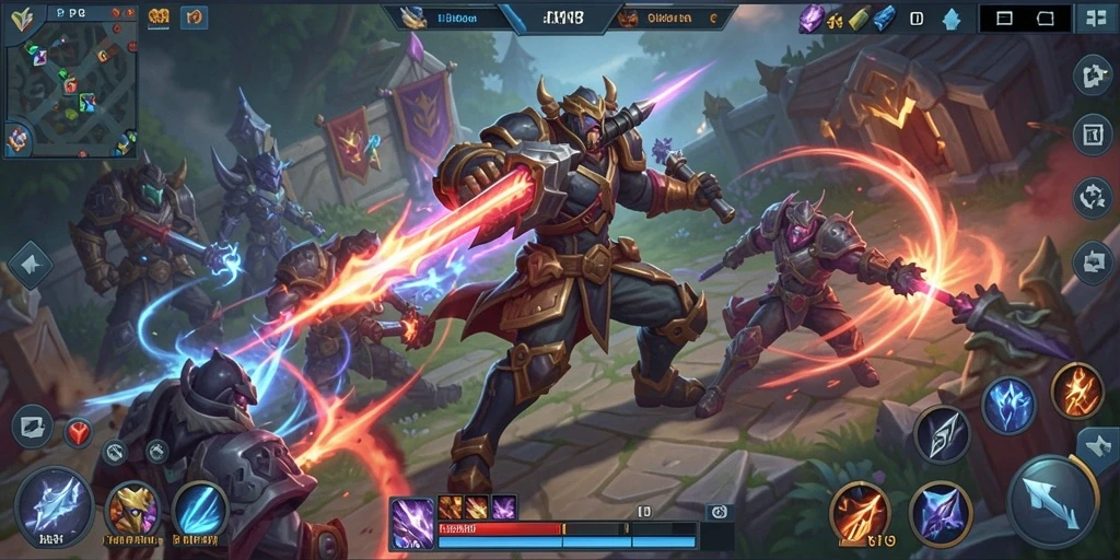 Tampilan gameplay seru dan strategi dalam arena MOBA.