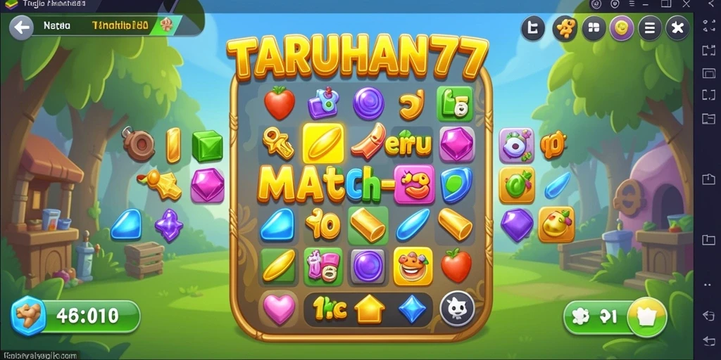 Tampilan gameplay seru dalam TARUHAN77 saat mencocokkan objek.